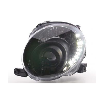 Faros Delanteros Luz Diurna Set Fiat 500  07- Negro Fk Automotive