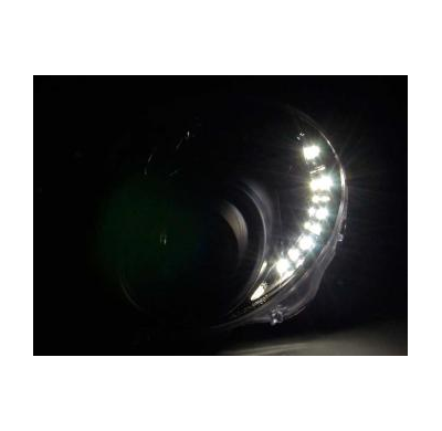 Faros Delanteros Luz Diurna Set Fiat 500  07- Negro Fk Automotive