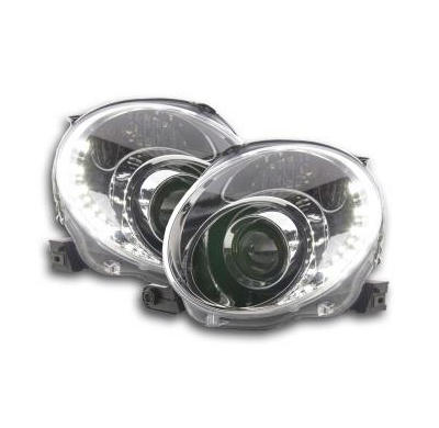 Faros Delanteros Luz Diurna Set Fiat 500  07- Cromado Fk Automotive