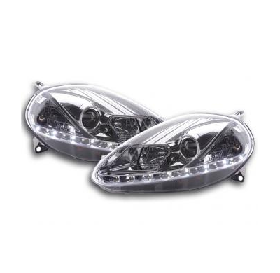Faros Delanteros Luz Diurna Set Fiat Grande Punto Modelo 199  08- Cromado Fk Automotive