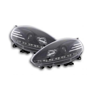 Faros Delanteros Luz Diurna Set Fiat Punto Evo  09-, Negro Fk Automotive