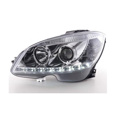 Faros Delanteros Luz Diurna Set Mercedes-Benz Clase C Modelo W204  07-10, Cromado Fk Automotive