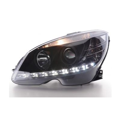 Faros Delanteros Luz Diurna Set Mercedes-Benz Clase C Modelo W204  07-10, Negro Fk Automotive