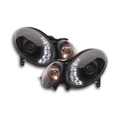 Faros Delanteros Luz Diurna Set Mercedes-Benz Clase E 211  06-09 Negro Fk Automotive