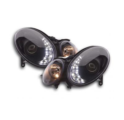 Faros Delanteros Luz Diurna Set Mercedes-Benz Clase E Modelo W211  02-06, Negro Fk Automotive
