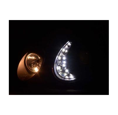 Faros Delanteros Luz Diurna Set Mercedes-Benz Clase E Modelo W211  02-06, Negro Fk Automotive