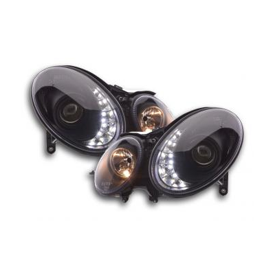 Faros Delanteros Luz Diurna Set Mercedes-Benz Clase E Modelo W211  02-06, Negro Fk Automotive