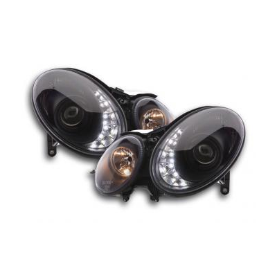 Faros Delanteros Luz Diurna Set Mercedes-Benz Clase E Modelo W211  06-08, Negro Fk Automotive