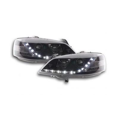 Faros Delanteros Luz Diurna Set Opel Astra Modelo G  98-03 Negro Fk Automotive