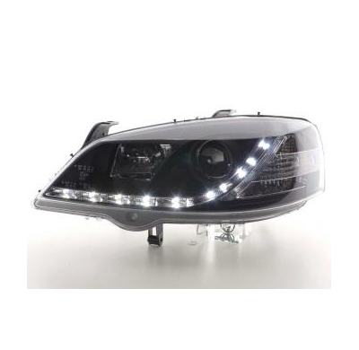 Faros Delanteros Luz Diurna Set Opel Astra Modelo G  98-03 Negro Fk Automotive
