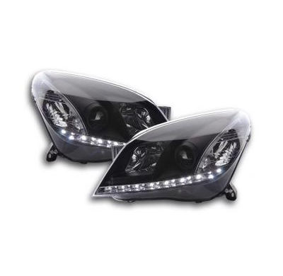 Faros Delanteros Luz Diurna Set Opel Astra Modelo H Negro Fk Automotive