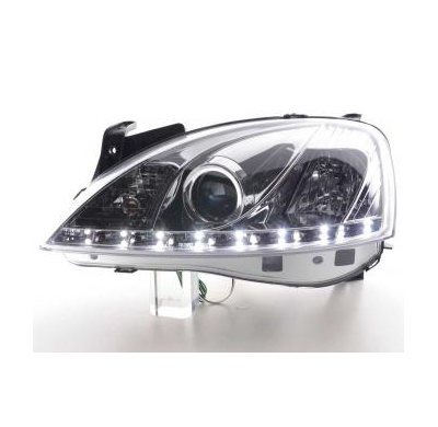 Faros Delanteros Luz Diurna Set Opel Corsa Modelo C  01-06 Cromado Fk Automotive