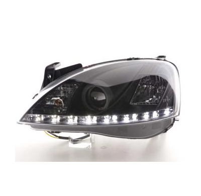 Faros Delanteros Luz Diurna Set Opel Corsa Modelo C  01-06 Negro Fk Automotive