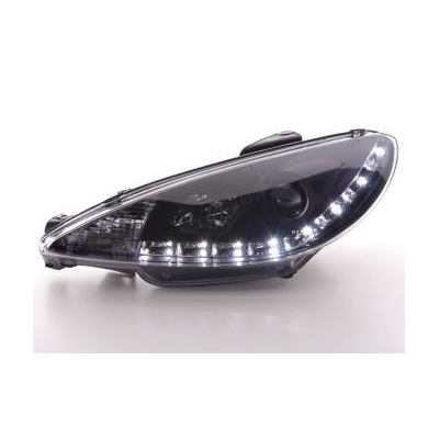 Faros Delanteros Luz Diurna Set Peugeot 206  98- Negro Fk Automotive