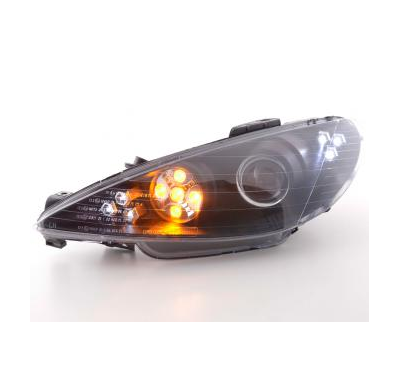 Faros Delanteros Luz Diurna Set Peugeot 206  98-05 Negro Fk Automotive