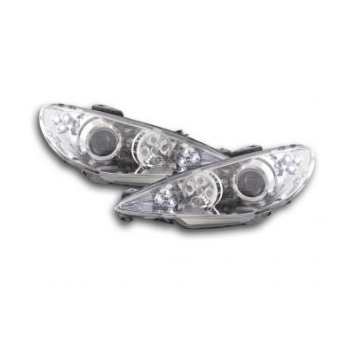 Faros Delanteros Luz Diurna Set Peugeot 206  98-05 Cromado Fk Automotive