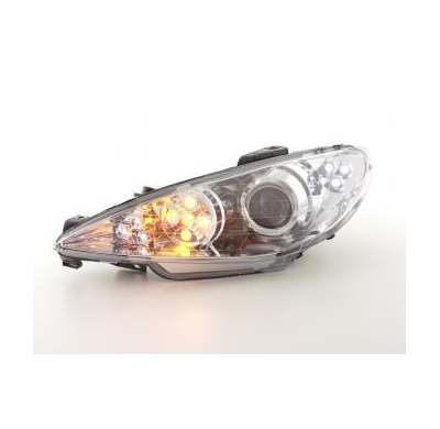 Faros Delanteros Luz Diurna Set Peugeot 206  98-05 Cromado Fk Automotive