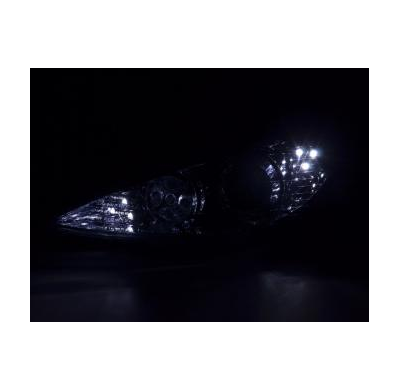 Faros Delanteros Luz Diurna Set Peugeot 206  98-05 Cromado Fk Automotive