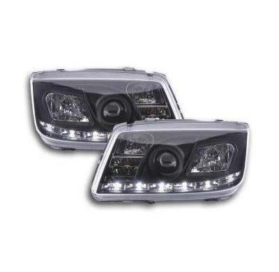 Faros Delanteros Luz Diurna Set Vw Bora Modelo 1j  99-04 Negro Fk Automotive