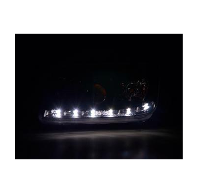 Faros Delanteros Luz Diurna Set Vw Bora Modelo 1j  99-04 Negro Fk Automotive