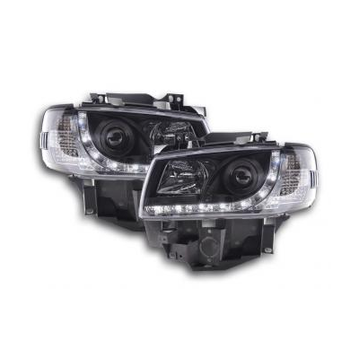 Faros Delanteros Luz Diurna Set Vw Bus Modelo T4  96-03 Negro Fk Automotive
