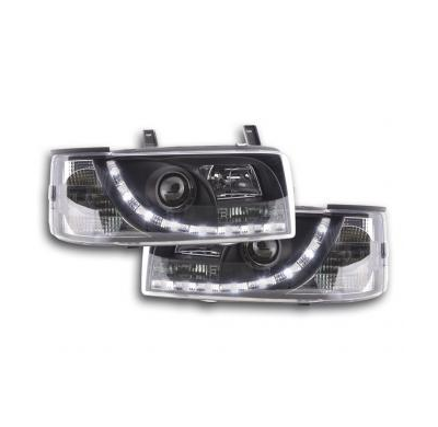 Faros Delanteros Luz Diurna Set Vw Bus Modelo T4  90-03 Negro Fk Automotive