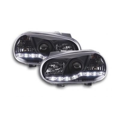 Faros Delanteros Luz Diurna Set Vw Golf 4 Modelo 1j  98-03 Negro Fk Automotive