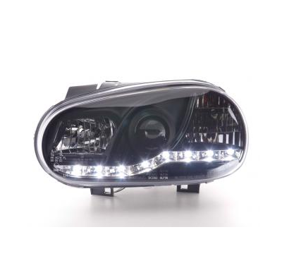 Faros Delanteros Luz Diurna Set Vw Golf 4 Modelo 1j  98-03 Negro Fk Automotive