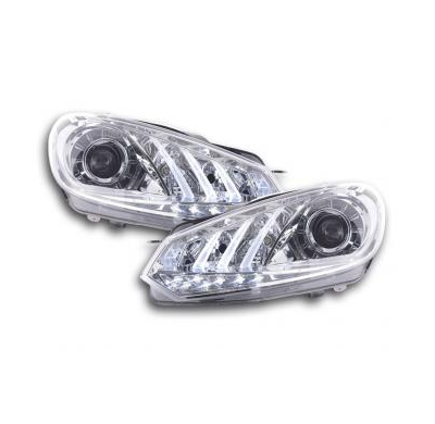 Faros Delanteros Luz Diurna Set Vw Golf 6  08- Cromado Fk Automotive