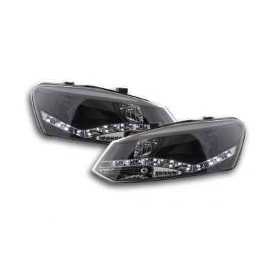 Faros Delanteros Luz Diurna Set Vw Polo Modelo 6r  2010-, Negro Fk Automotive