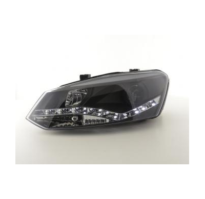 Faros Delanteros Luz Diurna Set Vw Polo Modelo 6r  2010-, Negro Fk Automotive