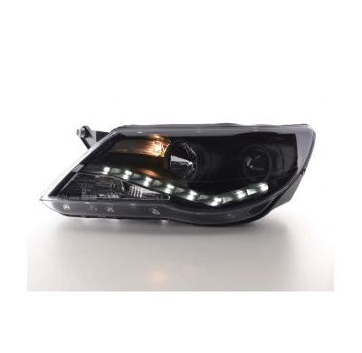 Faros Delanteros Luz Diurna Set Vw Tiguan  07-11, Negro Fk Automotive