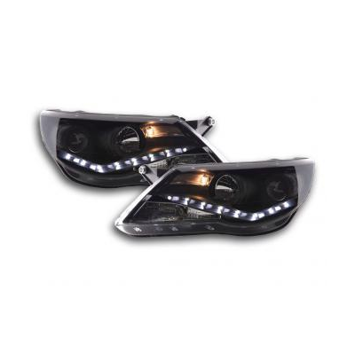 Faros Delanteros Luz Diurna Set Vw Tiguan  07-11, Negro Fk Automotive