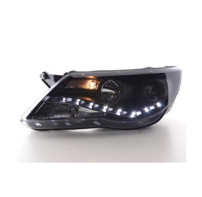 Faros Delanteros Luz Diurna Set Vw Tiguan  07-11, Negro Fk Automotive