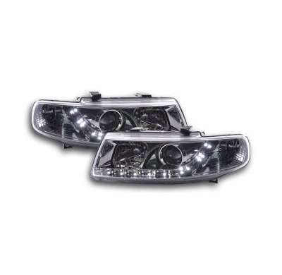 Faros Delanteros Luz Diurna Set Seat Leon Modelo 1m  99-05 Cromado Fk Automotive