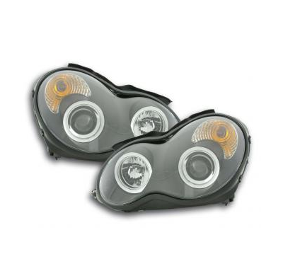 Faros Delanteros Set Angel Eyes Mercedes Clase C Modelo W203  00-07 Negro Fk Automotive