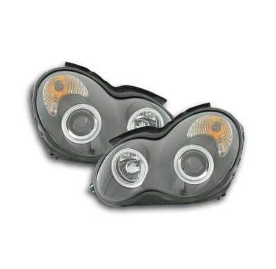 Faros Delanteros Set Angel Eyes Mercedes Clase C Modelo W203  00-07 Negro Fk Automotive