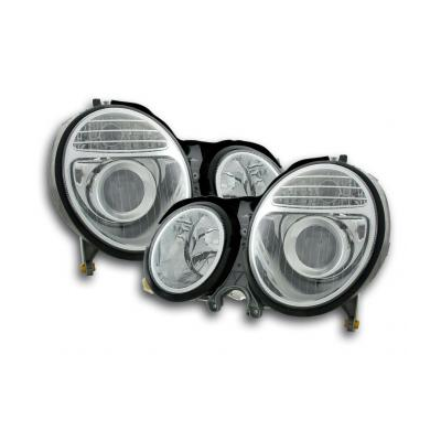 Faros Delanteros Set Angel Eyes Mercedes Benz Clase E Modelo W210  97-01 Cromado Fk Automotive