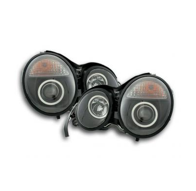 Faros Delanteros Set Angel Eyes Mercedes Clase E Modelo W210  95-98 Negro Fk Automotive