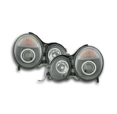 Faros Delanteros Set Angel Eyes Mercedes Clase E Modelo W210  97-01 Negro Fk Automotive