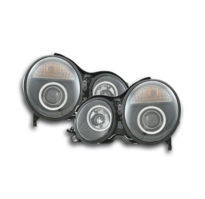 Faros Delanteros Set Angel Eyes Mercedes Clase E Modelo W210  97-01 Negro Fk Automotive