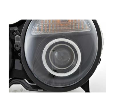 Faros Delanteros Set Angel Eyes Mercedes Clase E Modelo W210  97-01 Negro Fk Automotive