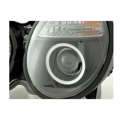 Faros Delanteros Set Angel Eyes Mercedes Clase E Modelo W210  97-01 Negro Fk Automotive