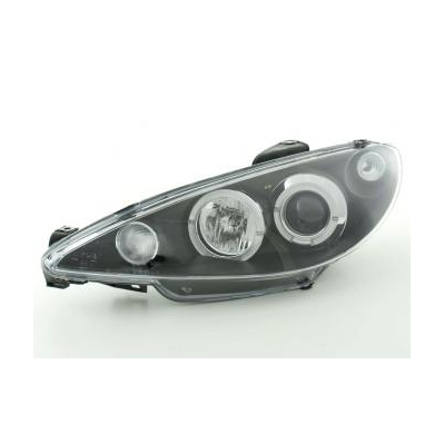Faros Delanteros Set Angel Eyes Peugeot 206 Modelo S16 99-  02-05 Negro Fk Automotive