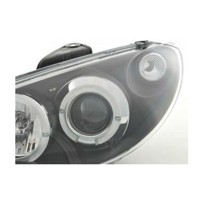 Faros Delanteros Set Angel Eyes Peugeot 206 Modelo S16 99-  02-05 Negro Fk Automotive