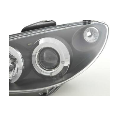 Faros Delanteros Set Angel Eyes Peugeot 206  98-03 Negro Fk Automotive