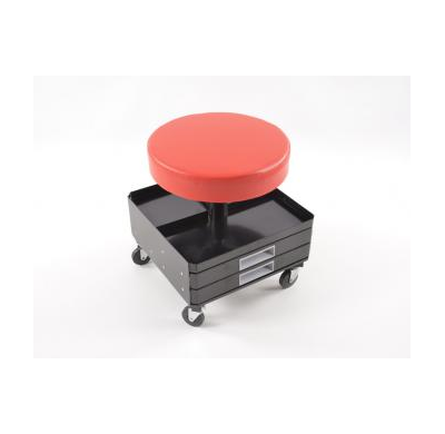 Taburete Auf Rollen Pneumatisch Verstellbar Mit 3 Schubladen Kunstleder Rot