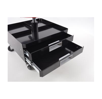 Taburete Auf Rollen Pneumatisch Verstellbar Mit 3 Schubladen Kunstleder Rot