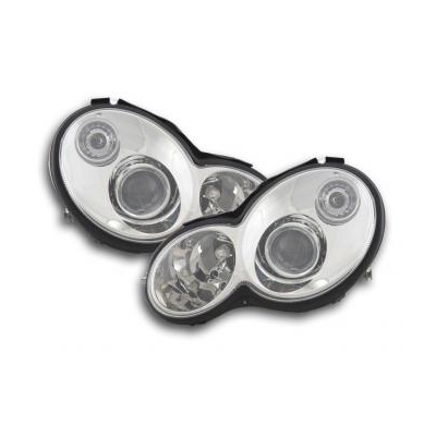 Faros Delanteros Set Angel Eyes Mercedes-Benz Clase C Sportcoupe Modelo W203, Cromado Fk Automotive
