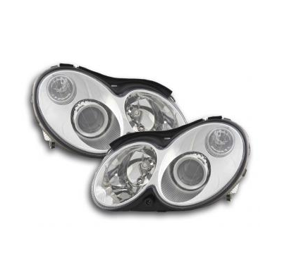 Faros Delanteros Set Angel Eyes Mercedes-Benz Clk Modelo W209, Cromado Fk Automotive